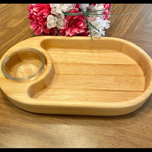 Crate&Barrel Other - Teakwood serving dish for chips & dip charcuterie